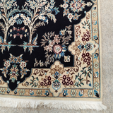 Elegant Dark Blue & Ivory Nain Persian Rug 4 x 6.5