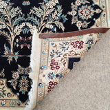 Elegant Dark Blue & Ivory Nain Persian Rug 4 x 6.5