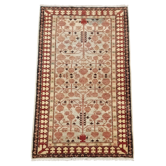 Ushak Pomegranate Red & Beige Rug 3.10 x 6.5