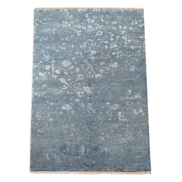 Modern Floral Ikat Gray Rug 4.3 x 6.1