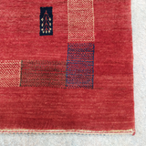 Contemporary Red Gabbeh Tribal Rug 3.10 x 5.9