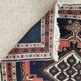 Geometric Afshar Rug in Tribal Design Red & Blue 3.3 x 5
