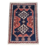 Geometric Afshar Rug in Tribal Design Red & Blue 3.3 x 5