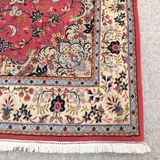 Sarouk Red & Ivory Floral Square Medallion Rug 6.6 x 7
