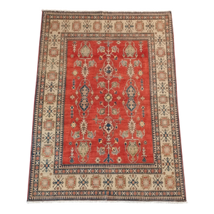 Antique-Style Red Kazak Persian Rug 6.2 x 8.1